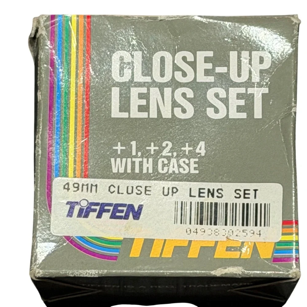 Tiffen 49mm Close-Up Lens Set +1 +2 +4 Macro Filter Kit with Case Vintage Glass